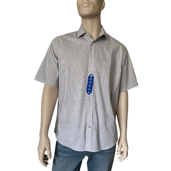Tommy Hilfiger Shirt Button Up Short Sleeve Cotton Blend Window Pane Versatile - Picture 12 of 14